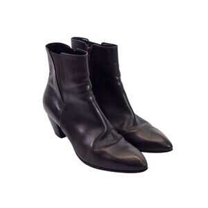 Lorenzo‎ Banfi Brown Leather Pointed Toe Ankle Boots Booties Women's 38 EUC
